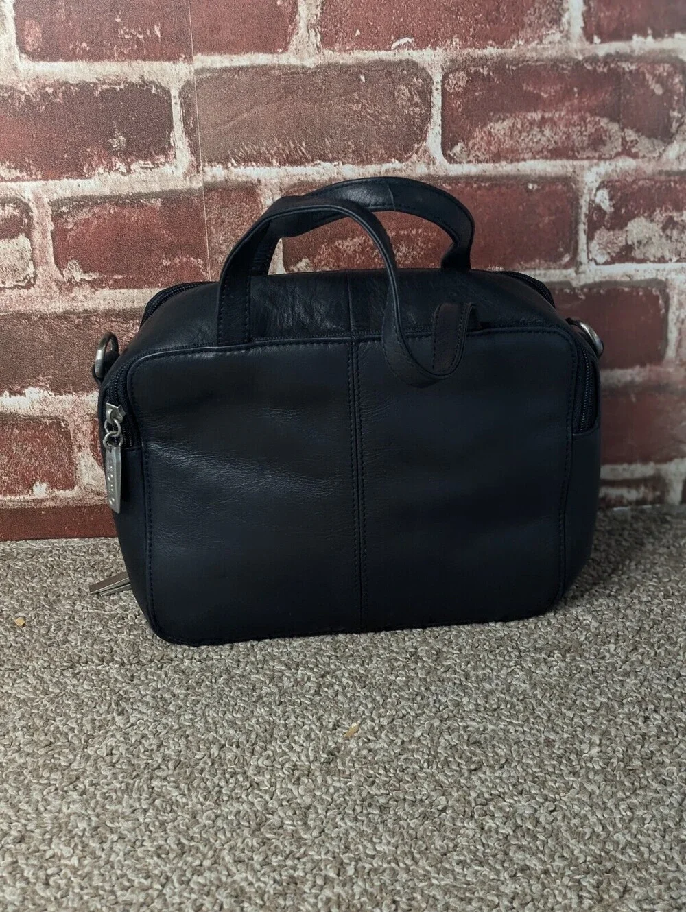 Hobo Vintage Black Leather Portfolio Satchel Crossbody Purse Bag